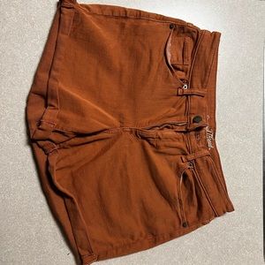 Burnt orange jean shorts